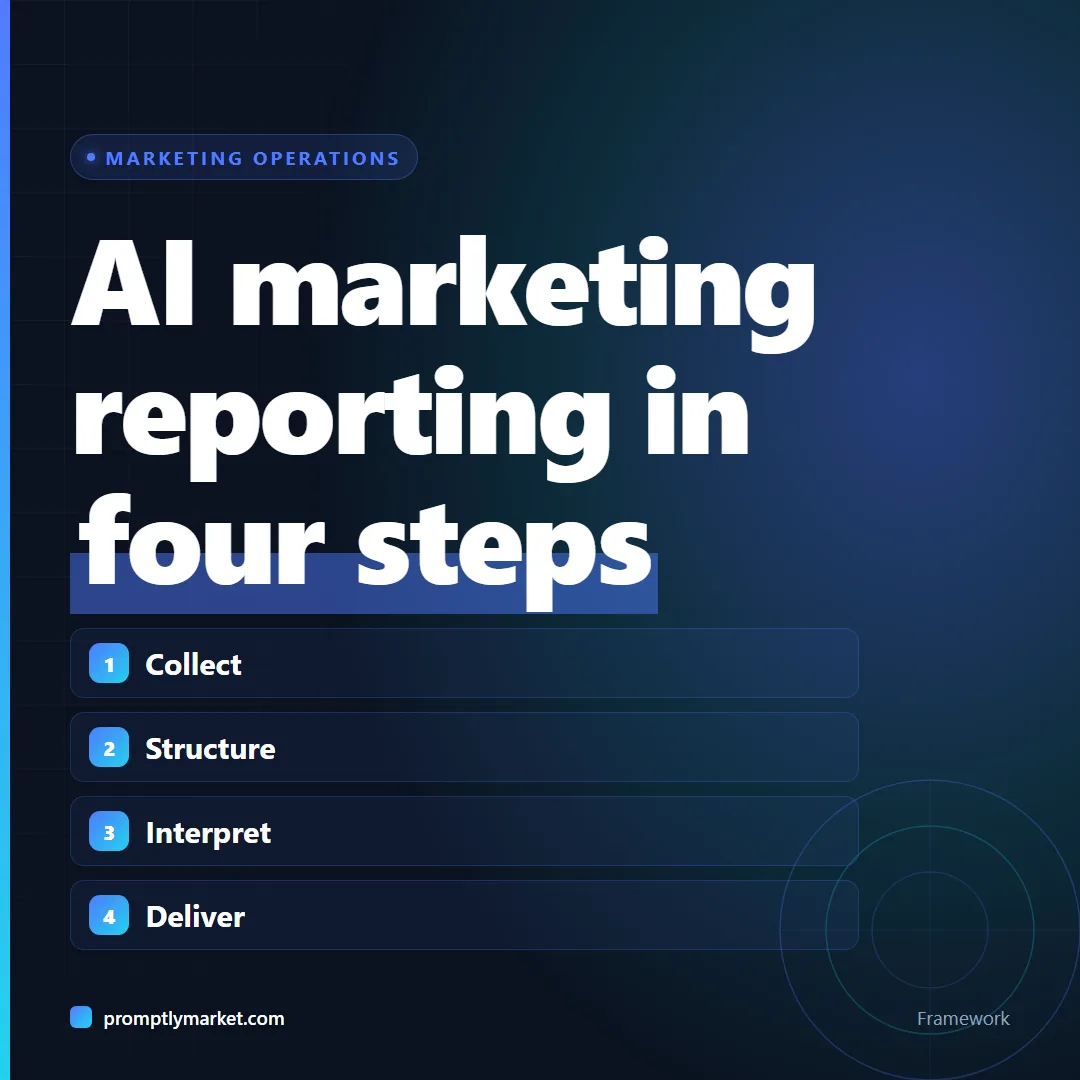 Four steps of AI marketing reporting: collect, structure, interpret, deliver