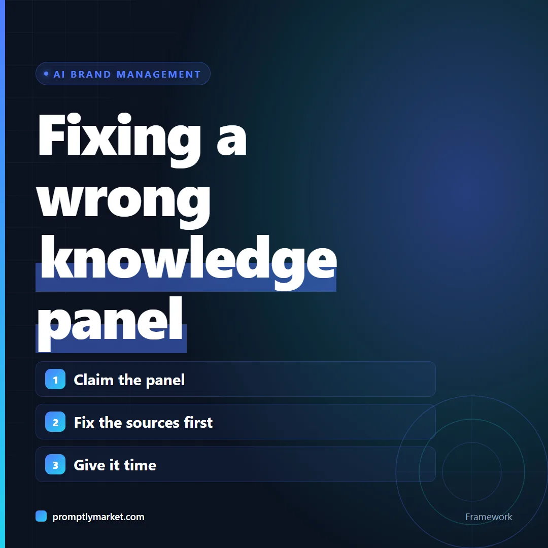 Three steps to fix a wrong knowledge panel: claim it, fix the sources first, then allow time